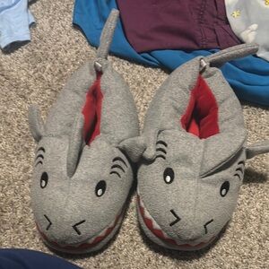 Gray Shark Kids One Piece Slippers